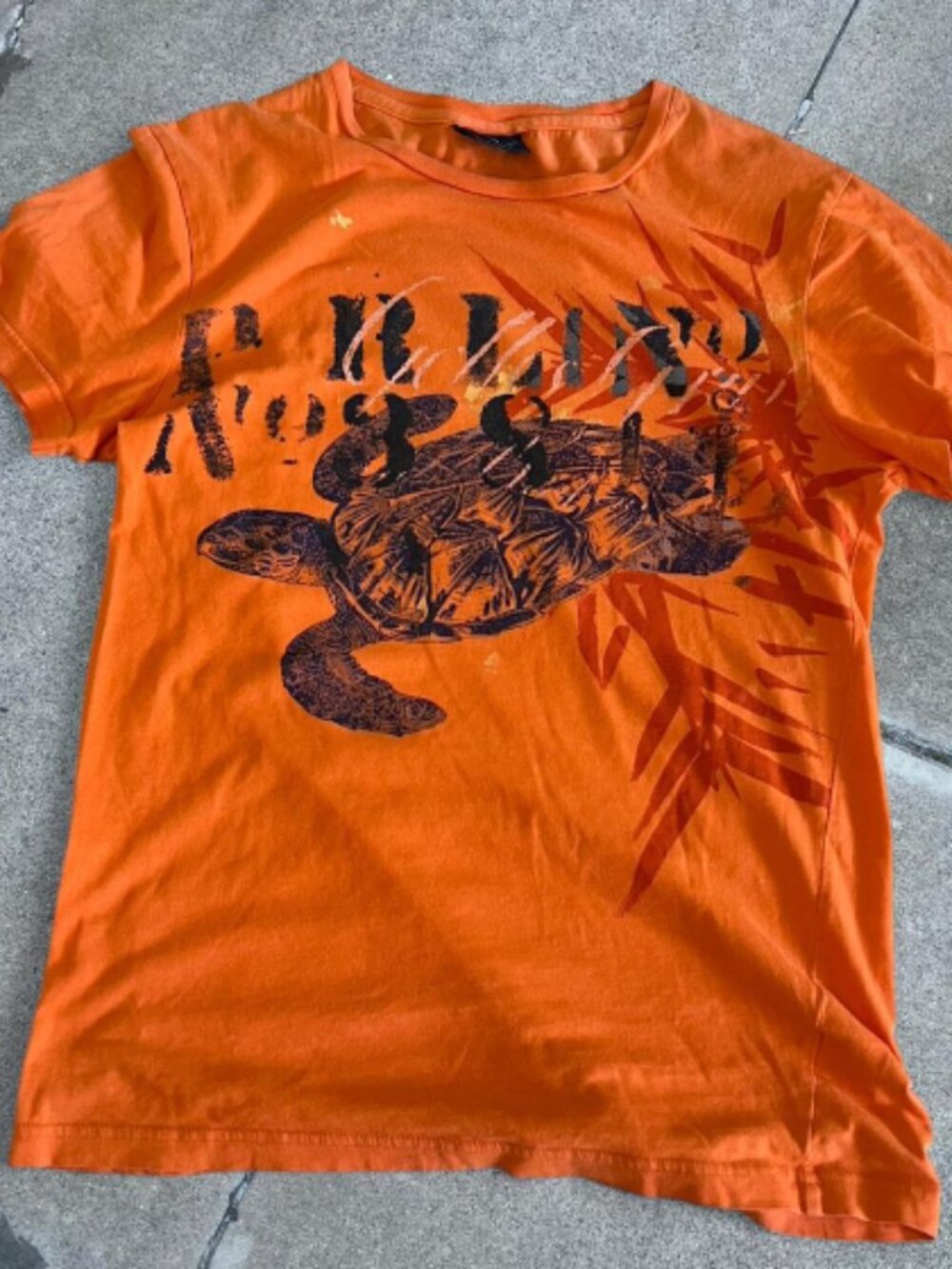 Orange turtle print T-shirt
